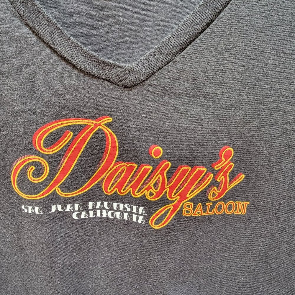 District Gray Daisys Saloon San Juan Bautista California V-Neck Tee Pre-Shrunk - Picture 1 of 5